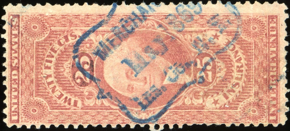 U.S. Revenue: Scott R46c 25c Insurance, fancy boxed insurance cancel - Image 1 of 1