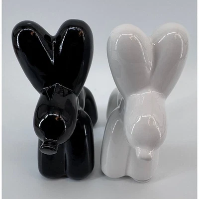 Balão de cerâmica poodle fazer estatuetas preto branco conjunto de 2 decoração moderna para casa - Imagem 1 de 4