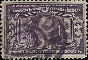 US Scott #325 Used VF 3 Cent 1904 Louisiana Purchase Stamp CV 27.50 - Picture 1 of 1
