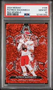 2024 Panini Mosaic #106 Patrick Mahomes RED SPARKLE PSA 10 GEMA COMO NUEVO POP 2 Chiefs - Imagen 1 de 2
