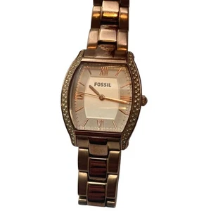 Fossil Wallace Womens Rose Gold Tone Quartz Watch Gem Accented with New Battery - Picture 1 of 7