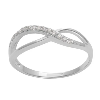 Silverly Anello Argento 925 14 Zirconi Simbolo Infinito Amore Fidanzamento - Immagine 1 di 4