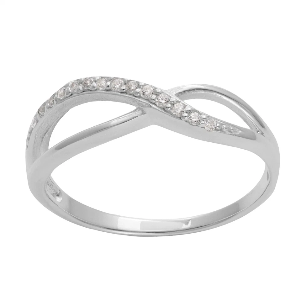Silverly Anello Argento 925 14 Zirconi Simbolo Infinito Amore Fidanzamento - Immagine 1 di 4