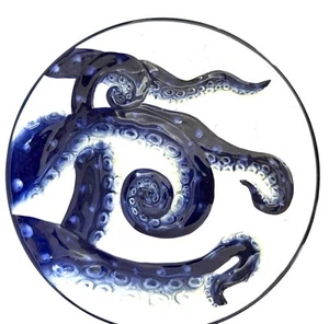 Blue Octopus Salad Plate Server Ceramic Stoneware 8” By Blue Sky Clayworks - Picture 1 of 3