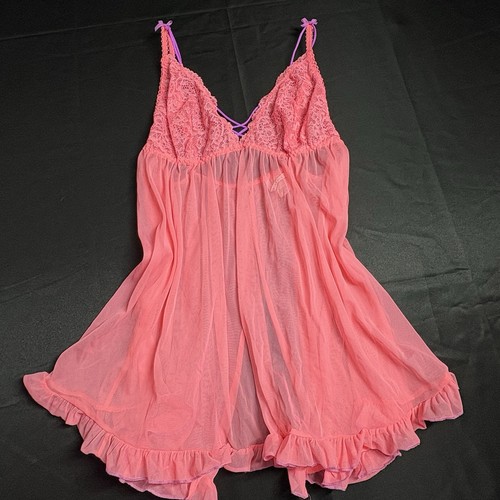 UNDERCOVER Abito babydoll Victoria's Secret in pizzo maglia con volant Large