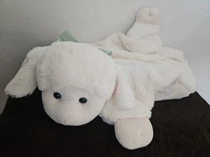 Bearington Baby Lamb White Security Blanket Baby Plush Play Mat Blue Bow Flat - Picture 1 of 6