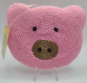 Vintage Pink Pig Face Cut Out Double Sided Coin Change Purse Pouch C. Marie - Picture 1 of 7