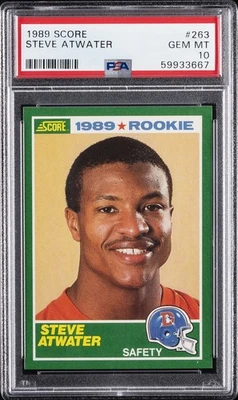 1989 SCORE #263 STEVE ATWATER ROOKIE RC PSA 10 - Image 1 of 2