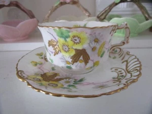 BEAUTIFUL ANTIQUE ENGLISH HAND PAINTED CUP & SAUCER C1896 - Foto 1 di 11