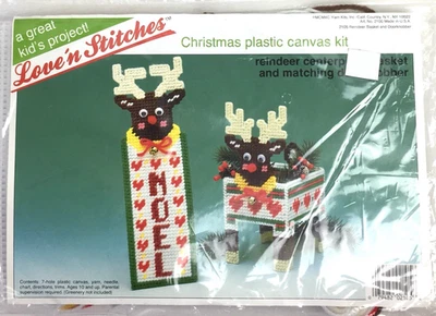 Yarn Kits Love'n Stitches Reindeer Basket Plastic Canvas Doorknobber Kit 2100 - Image 1 of 3
