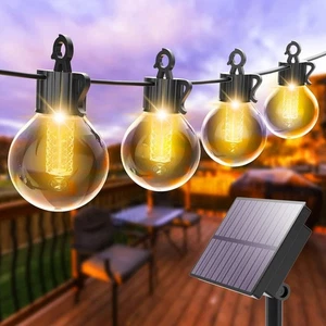 litogo Catena Luminosa Esterno Solare 13.6M/44.6FT, 27LED G40 Luci Solari da Gia - Foto 1 di 7