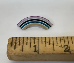 Vintage Lea Stein Rainbow Shaped Multi Layer & Color Brooch Pin PARIS ** - Picture 1 of 9