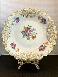 JLMENAU GRAF VON HENNEBERG PORCELAIN MEISSEN FLOWERS HAND ENAMELED CABINET PLATE - Picture 1 of 7