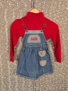 Vintage U.S. Polo Association Denim Embroidered Overall Jumper Gir's 3T - Picture 1 of 8