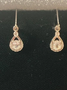 .925 Sterling Silver 22 count White Zircon Drop/Dangle Earrings Leverbacks - Picture 1 of 10