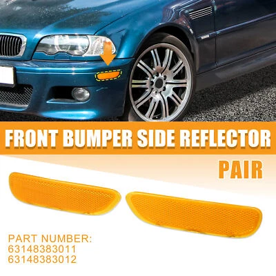 Par de marcadores laterales reflectores de parachoques delantero para BMW 325Ci 330Ci 328Ci base amarilla Foto 1 de 4
