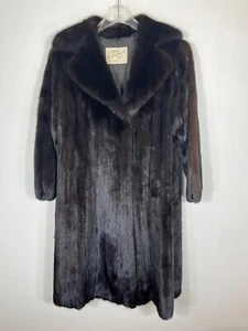Cappotto pelliccia visone classico marrone scuro donna piccolo 42" lunghezza Oleg Cassini - Foto 1 di 5