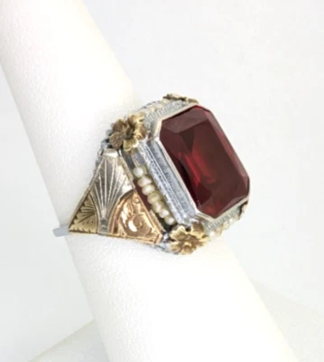Vintage 14K Tri-Color Gold Ruby Gemstone Ring P563-Fox1358 - Image 1 of 4