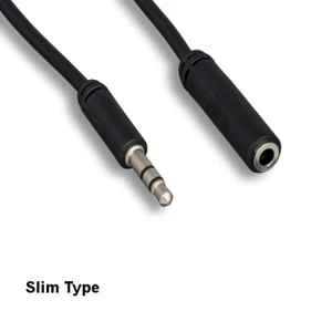 12' Slim 3.5mm 1/8" Male to Female Stereo Audio AUX Cable MP3 MP4 Speaker Tablet - Picture 1 of 1
