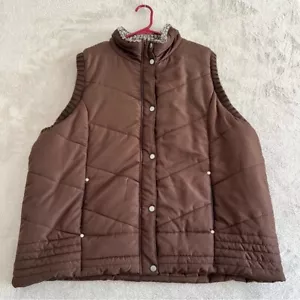 Carolyn Taylor Brown Quilted Puffer Vest Jacket Womens 2X Lightweight NWT - Picture 1 of 9