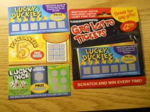 198 ALL WINNERS JOKE SCRATCH OFF LOTTERY TICKETS 66 3 CARDED PACKS GAG PRANK - Picture 1 of 4