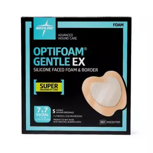 Medline Optifoam Gentle EX Bordered Foam Dressing 7" x 7", Box of 5 - MSCEX77EP - Picture 1 of 1