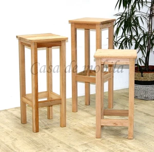 Beistelltisch-Set ANTON 3teilig Kernbuche massiv geölt Blumen-hocker Sitzhocker - Bild 1 von 7