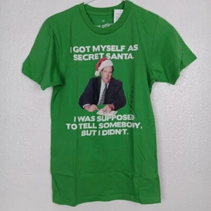 The Office Christmas T-Shirt Small Green Kevin Secret Santa Graphics NWT - Picture 1 of 4