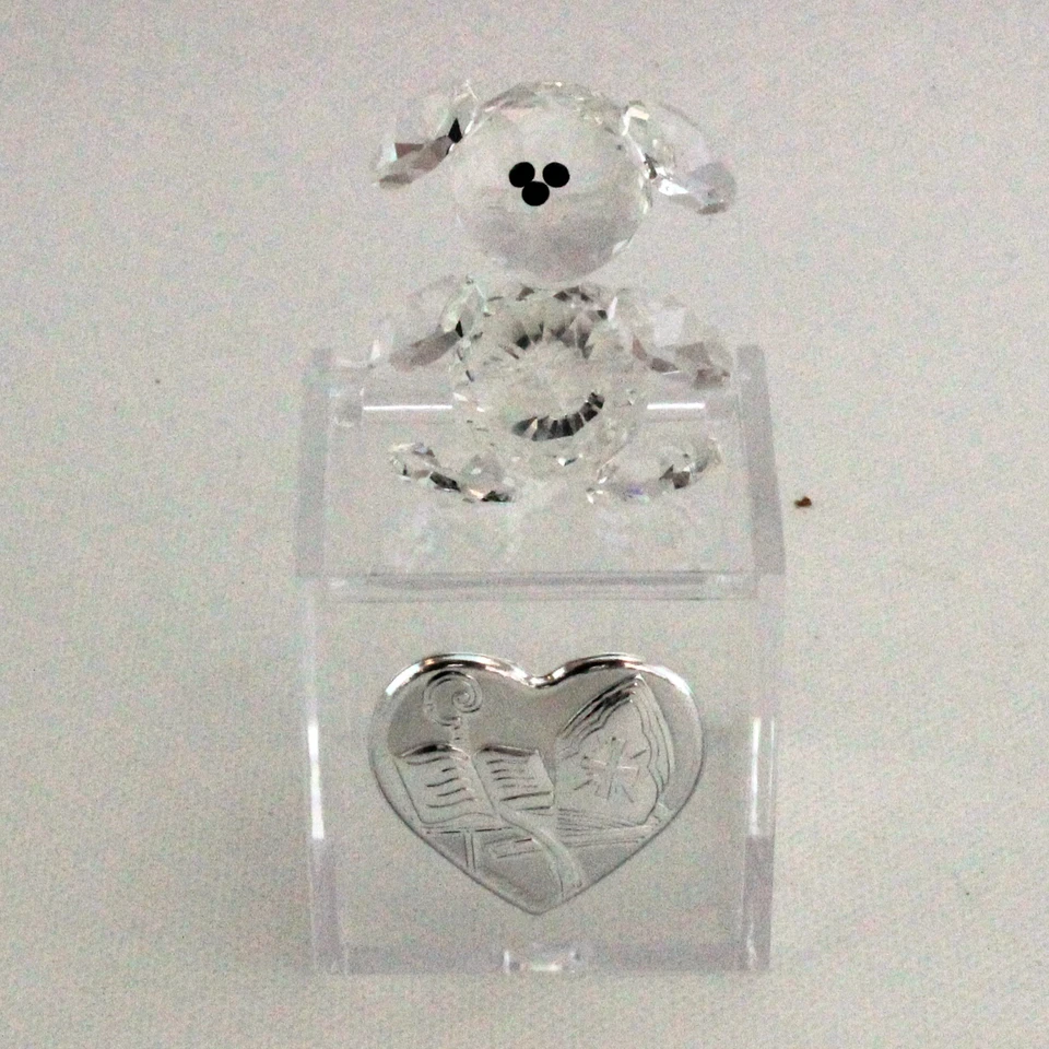 25792 Bomboniere Scatoline in plastica con Orsetto cristallo Cresima Trasparente - Immagine 1 di 1