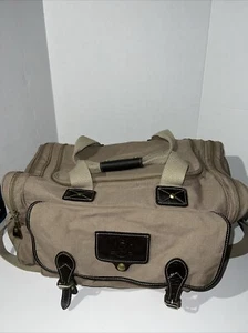 Vintage Eddie Bauer Ford Edition Canvas & Leather Carry-On Duffel Bag 19x12x11 - Picture 1 of 10