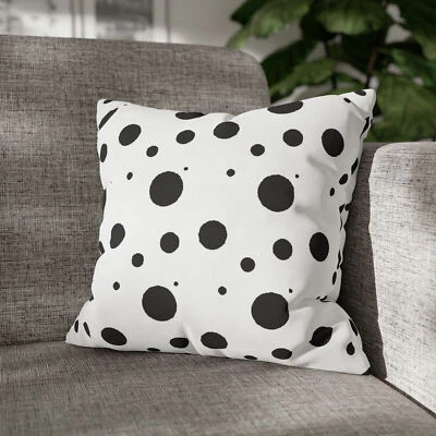 CUSHION COVER PILLOW CASE|SEAMLESS BLACK POLKA DOTS PATTERN - Image 1 of 4