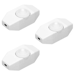 3x Schnur-Zwischendimmer Dimmer mit Schalter Rädchen LED max 80W Stufenlos Weiß - Bild 1 von 7