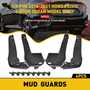 For 2016-2022 Honda Civic Sedan 4 Door Mud Flaps Splash Guards Mudguards EOR - Picture 1 of 14