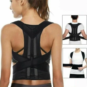 Sports Safety Neoprene Nylon Posture Corrector Black Adjustable Shoulder Belt - Picture 1 of 11