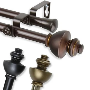 Kingly 3/4” Adjustable Drapery Double Curtain Rod 28"-170" (4 sizes, 3 colors) - Picture 1 of 11