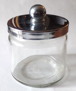 Antique Small Clear Glass Bottle with Loose Metal Lid (e3) - Picture 1 of 6