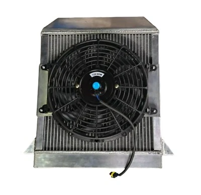 Radiador de aluminio + ventilador eléctrico apto para Morgan Plus 8 Eight 1968-2003 Foto 1 de 4