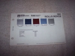 1984 ROLLS ROYCE RENAULT EXTERIOR R-M PAINT CHIP COLOR CHART   #395 - Picture 1 of 2
