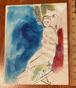 John Beauchamp (1925-2019) Watercolor Original Art 1963 Reclining Free US Ship!! - Picture 1 of 1