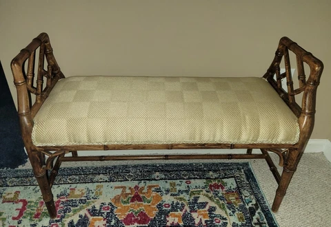 Century Chair Co. NC Regency Faux Bamboo Window Bench Spanish backless PRISTINE! Cover