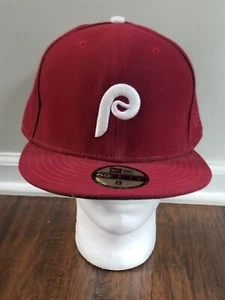 New Era 59Fifty Men's Cap Philadelphia Phillies Burgundy Alternate Fitted Hat 8 - Picture 1 of 5