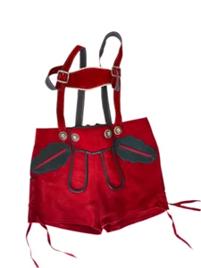 Lederhosen Pelle Rossi Tirolesi Bimbi 3-4 Anni 98 Cm - Foto 1 di 1