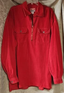 Vintage Marlboro Unlimited Mens Red Corduroy 1/4 Zip Over Shirt Adult XL 1990's - Picture 1 of 2