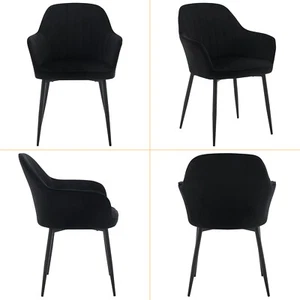 2/4/6x Dining Chairs Velvet Padded Seat Metal Legs Kitchen Chair Home Office Set - Picture 1 of 32