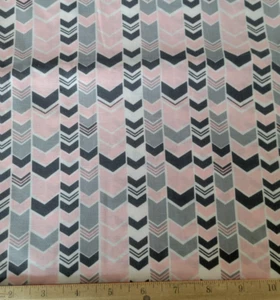 Pink and Grey Chevron Zig Zag Lines Cotton Fabric 2 yards and 3 inches - Picture 1 of 3
