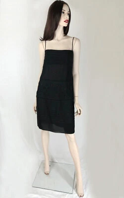 La Perla silk georgette dress, intricate beading and embroidery AU 12 Black Foto 1 de 3
