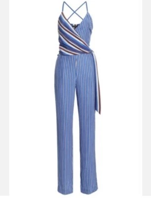 Mono mameluco Rag & Bone Felix a rayas 100 % seda azul talla 00 Foto 1 de 4