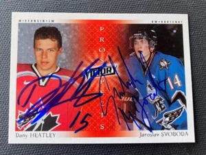 2000 UD Victory DANY HEATLEY & Jaroslav Svoboda signed card | rookie autographs - Picture 1 of 1