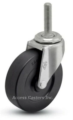 ACCESS CASTERS INC. 4STCRS-806 4" Swivel Caster, Soft Rubber Wheel, 7/16 - 14 x 2-1/4 Threaded Stem