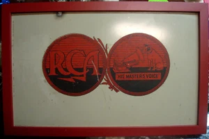 RCA His Masters Voice Music Tool Work Cart Graphic Framed Sheet Cool Metal Vtg - Picture 1 of 11